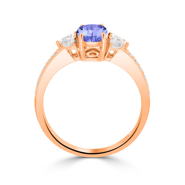 0.76ct Oval Tanzanite Ring with 0.46 cttw Diamond