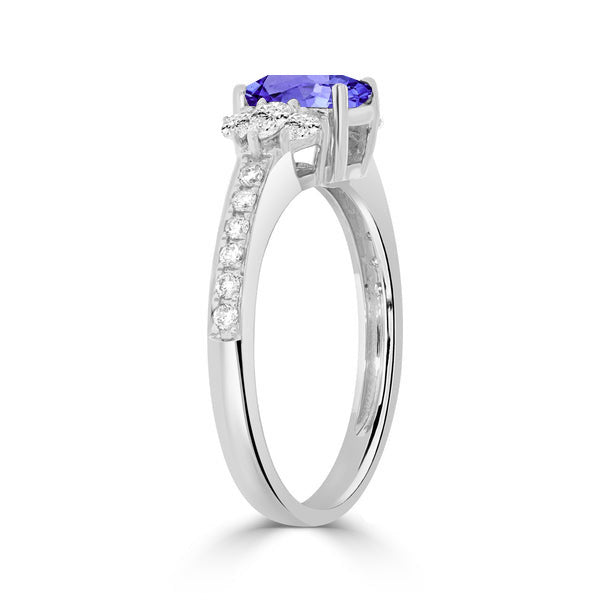 0.76ct Oval Tanzanite Ring with 0.46 cttw Diamond