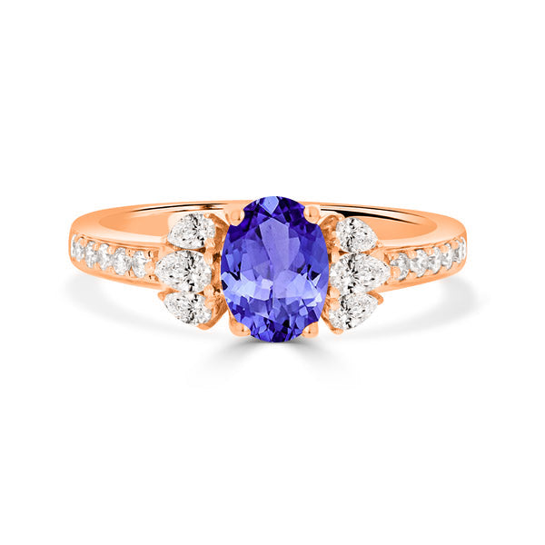 0.76ct Oval Tanzanite Ring with 0.46 cttw Diamond