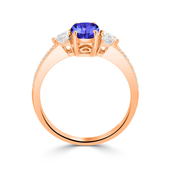 0.76ct Oval Tanzanite Ring with 0.46 cttw Diamond