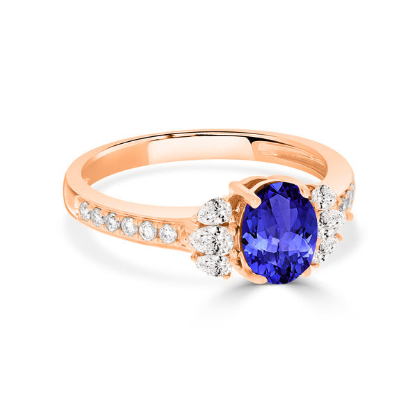 0.76ct Oval Tanzanite Ring with 0.46 cttw Diamond