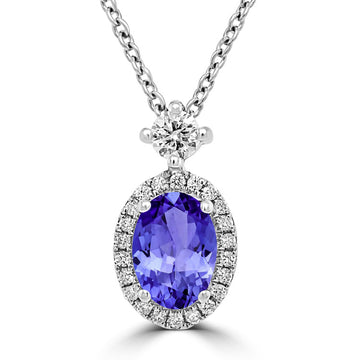 0.76ct Oval Tanzanite Pendant with 0.32 cttw Diamond