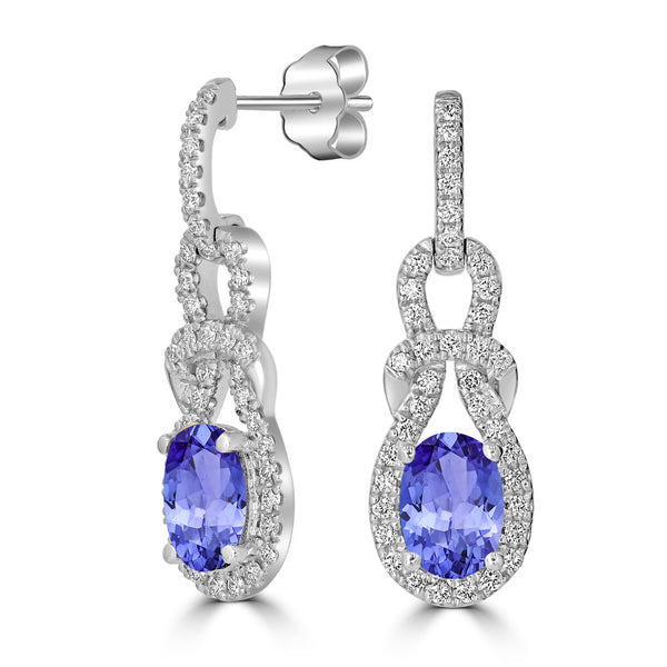 1.2ct Oval Tanzanite Earring with 0.28 cttw Diamond