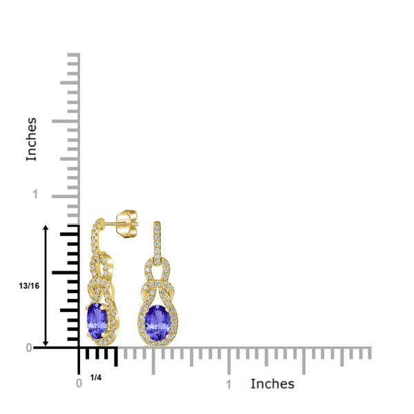 1.2ct Oval Tanzanite Earring with 0.28 cttw Diamond