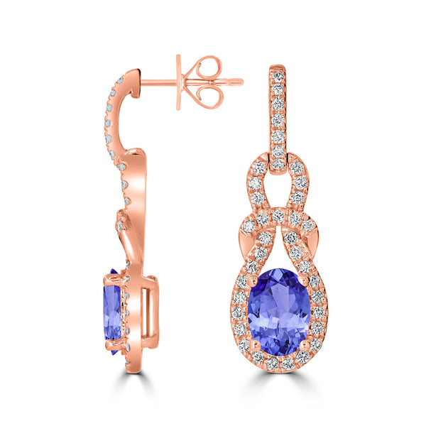 1.2ct Oval Tanzanite Earring with 0.28 cttw Diamond