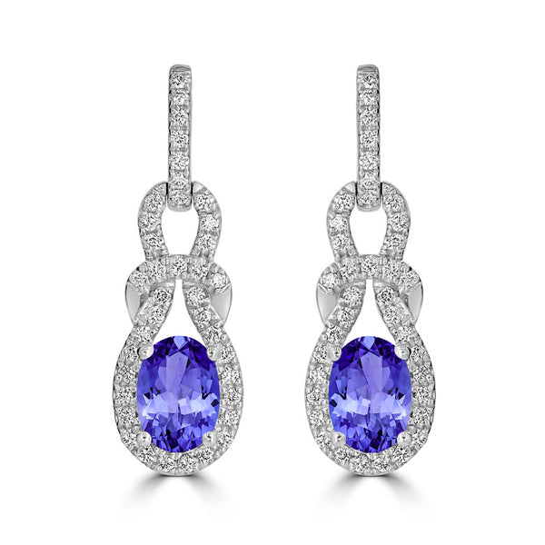 1.2ct Oval Tanzanite Earring with 0.28 cttw Diamond