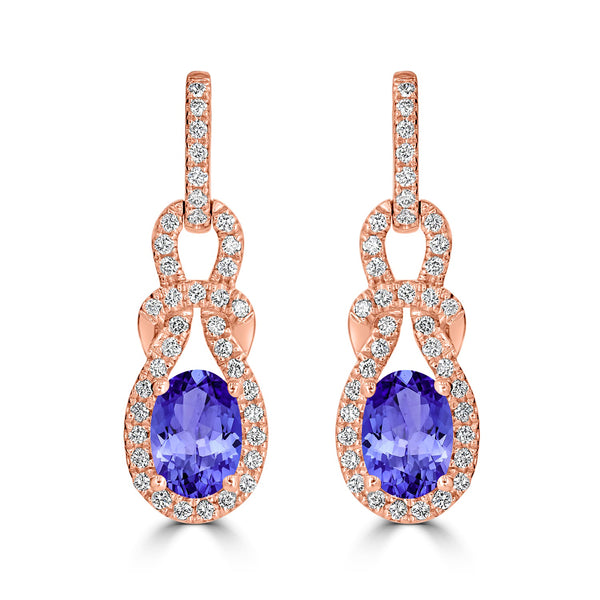 1.2ct Oval Tanzanite Earring with 0.28 cttw Diamond