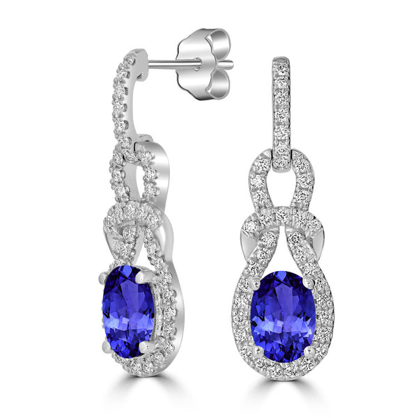 1.2ct Oval Tanzanite Earring with 0.28 cttw Diamond