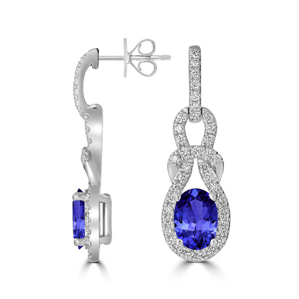 1.2ct Oval Tanzanite Earring with 0.28 cttw Diamond