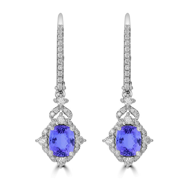 1.2ct Oval Tanzanite Earring with 0.36 cttw Diamond