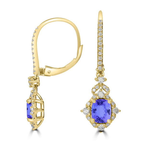 1.2ct Oval Tanzanite Earring with 0.36 cttw Diamond