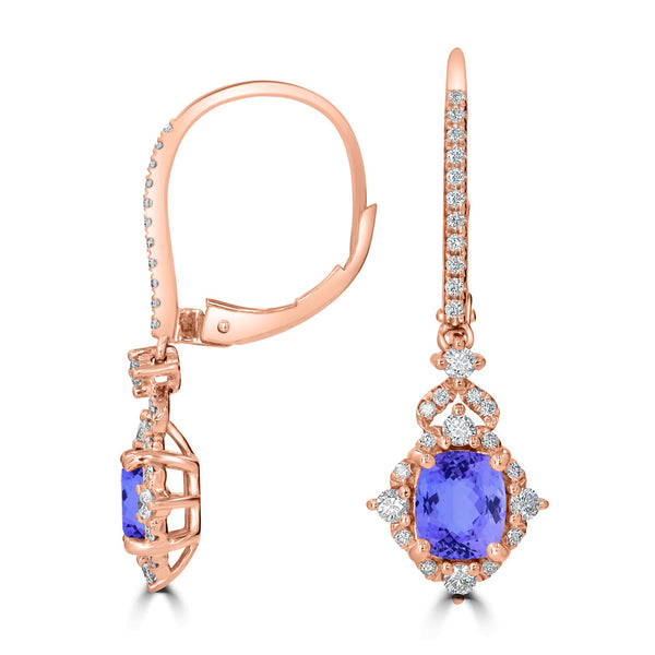 1.2ct Oval Tanzanite Earring with 0.36 cttw Diamond
