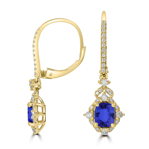 1.2ct Oval Tanzanite Earring with 0.36 cttw Diamond