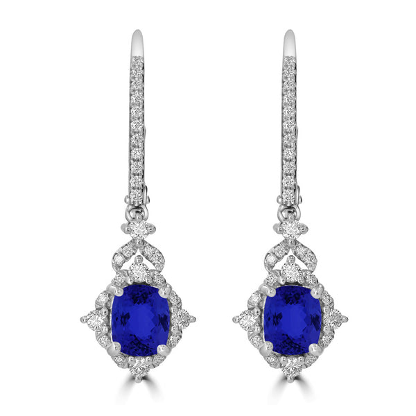 1.2ct Oval Tanzanite Earring with 0.36 cttw Diamond