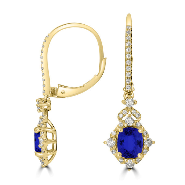 1.2ct Oval Tanzanite Earring with 0.36 cttw Diamond