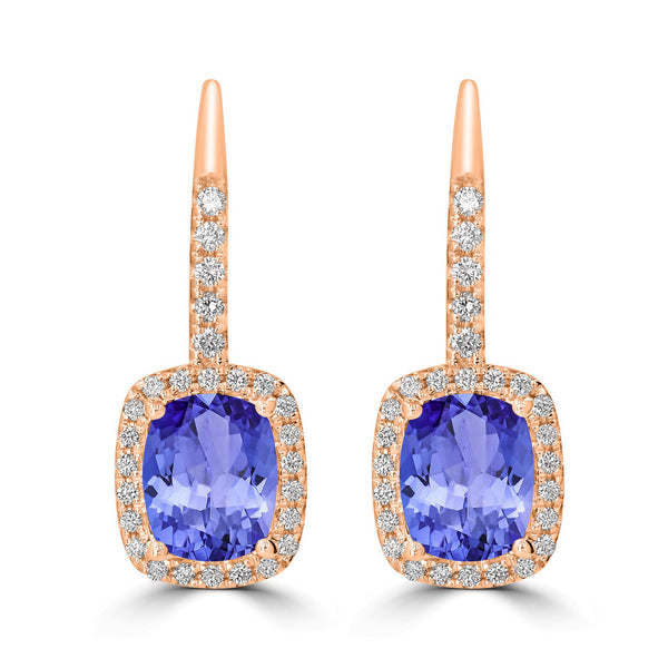 2ct Oval Tanzanite Earring with 0.27 cttw Diamond