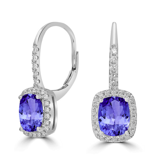 2ct Oval Tanzanite Earring with 0.27 cttw Diamond