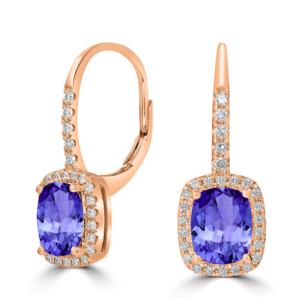 2ct Oval Tanzanite Earring with 0.27 cttw Diamond