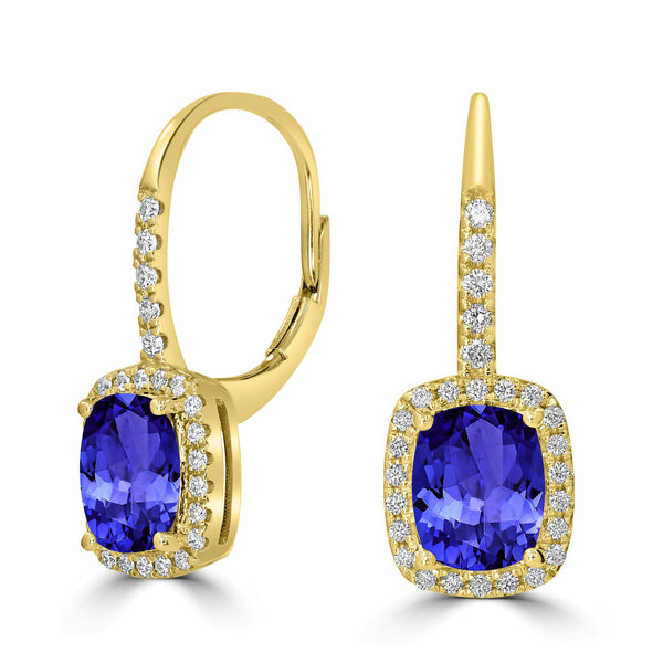 2ct Oval Tanzanite Earring with 0.27 cttw Diamond