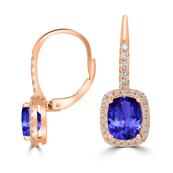 2ct Oval Tanzanite Earring with 0.27 cttw Diamond