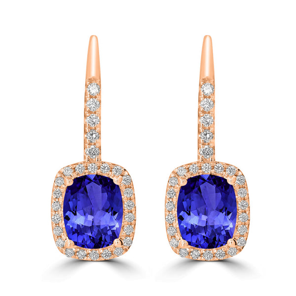 2ct Oval Tanzanite Earring with 0.27 cttw Diamond