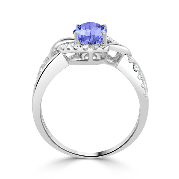 1ct Oval Tanzanite Ring with 0.3 cttw Diamond