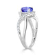 1ct Oval Tanzanite Ring with 0.3 cttw Diamond