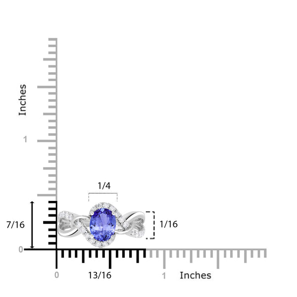 1ct Oval Tanzanite Ring with 0.3 cttw Diamond