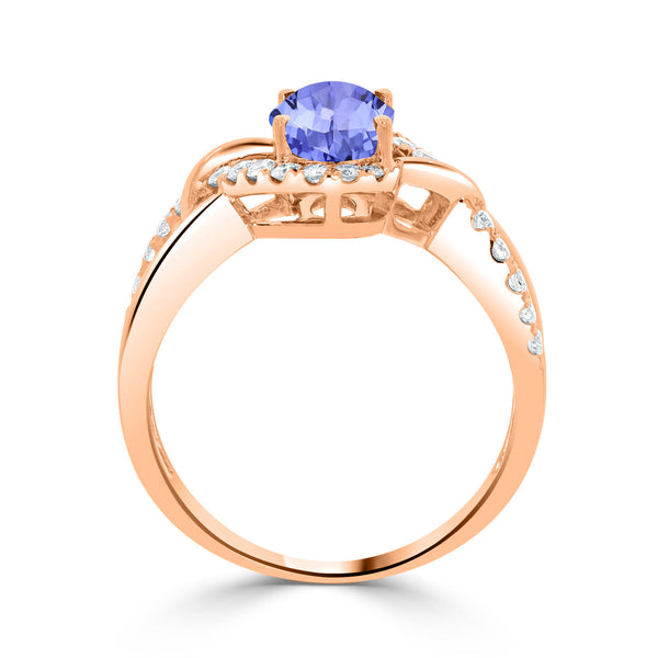 1ct Oval Tanzanite Ring with 0.3 cttw Diamond