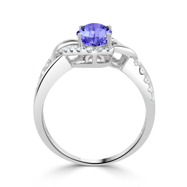 1ct Oval Tanzanite Ring with 0.3 cttw Diamond