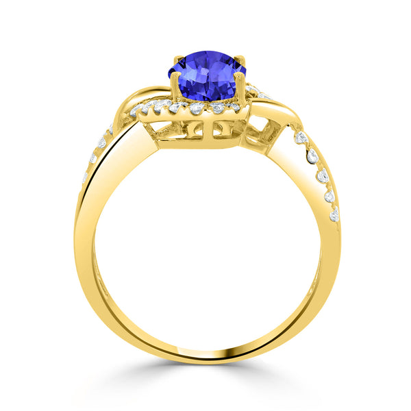 1ct Oval Tanzanite Ring with 0.3 cttw Diamond