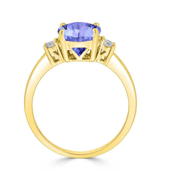 2.2ct Round Tanzanite Ring with 0.13 cttw Diamond