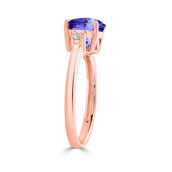 2.2ct Round Tanzanite Ring with 0.13 cttw Diamond