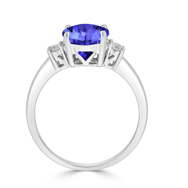 2.2ct Round Tanzanite Ring with 0.13 cttw Diamond