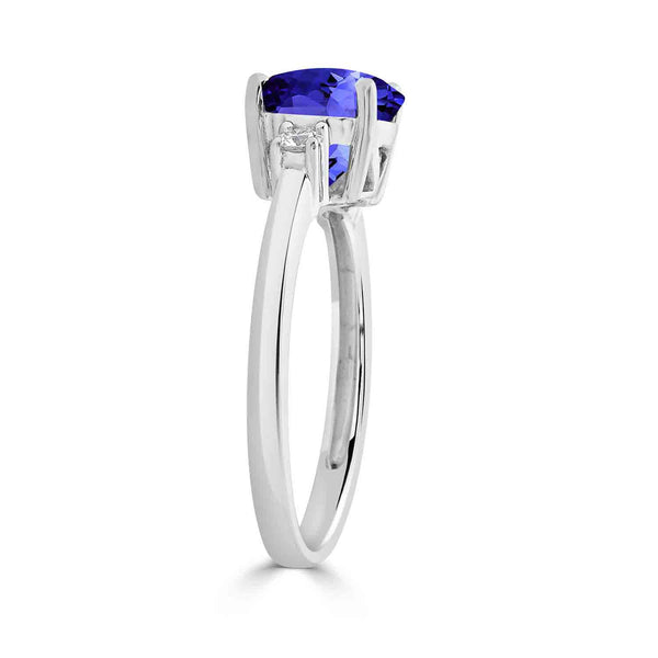 2.2ct Round Tanzanite Ring with 0.13 cttw Diamond