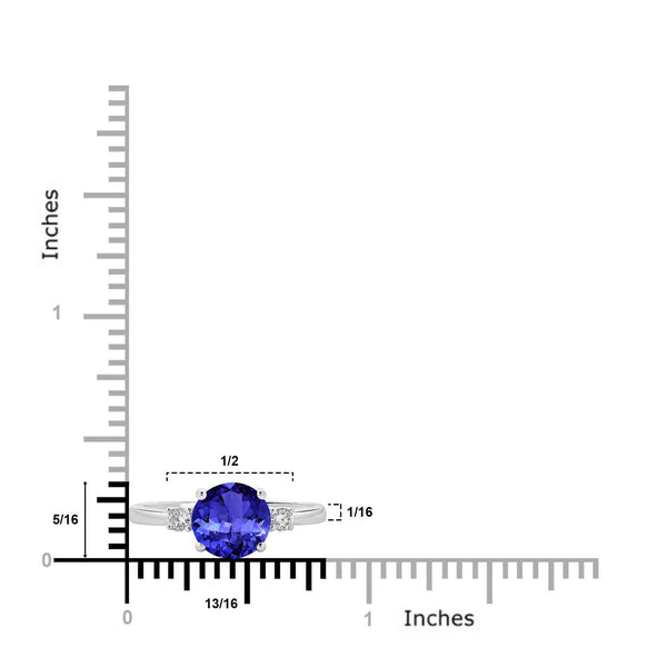 2.2ct Round Tanzanite Ring with 0.13 cttw Diamond