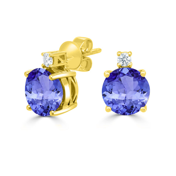 4.4ct Round Tanzanite Earring with 0.1 cttw Diamond