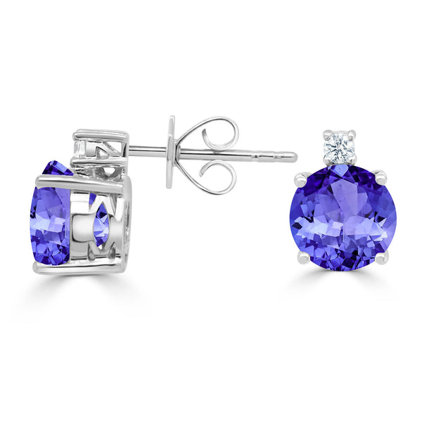 4.4ct Round Tanzanite Earring with 0.1 cttw Diamond