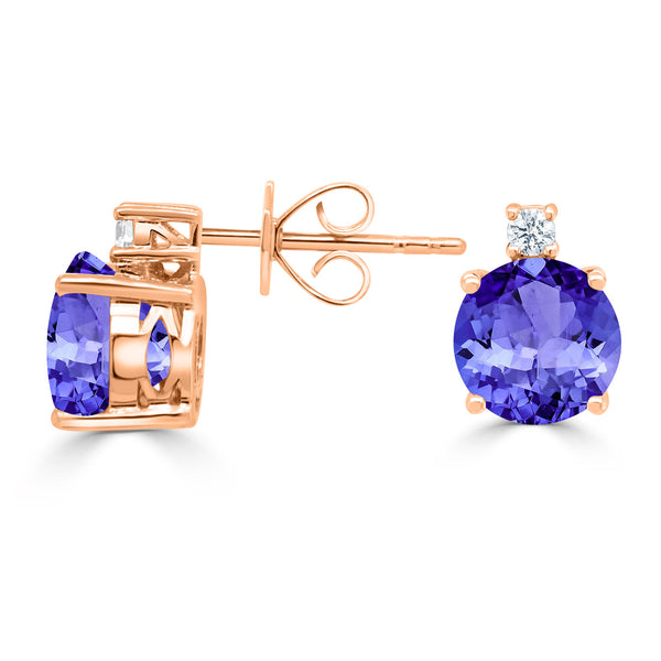 4.4ct Round Tanzanite Earring with 0.1 cttw Diamond