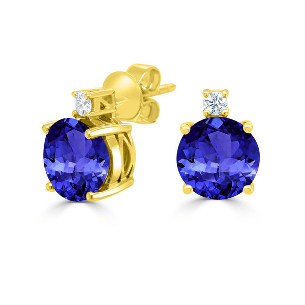 4.4ct Round Tanzanite Earring with 0.1 cttw Diamond