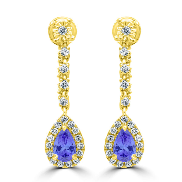 0.8ct Pear Tanzanite Earring with 0.44 cttw Diamond