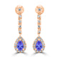 0.8ct Pear Tanzanite Earring with 0.44 cttw Diamond