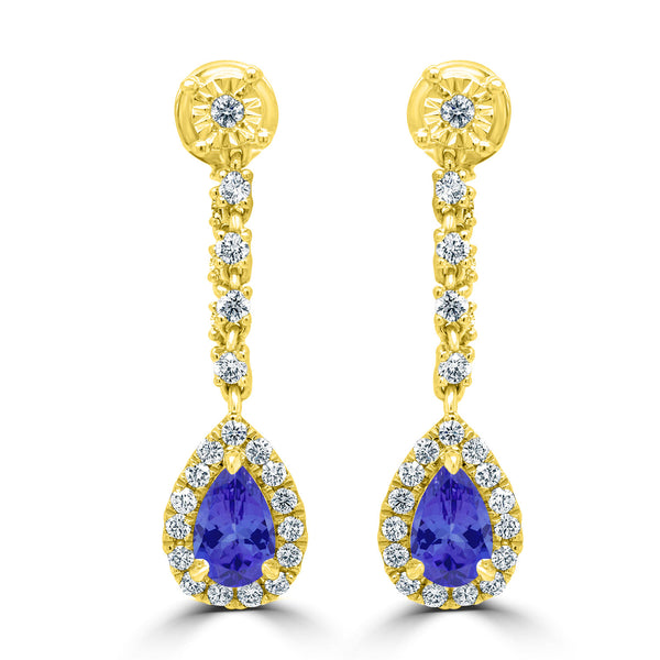 0.8ct Pear Tanzanite Earring with 0.44 cttw Diamond