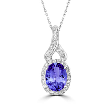 1.2ct Oval Tanzanite Pendant with 0.16 cttw Diamond