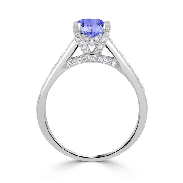 0.9ct Round Tanzanite Ring with 0.67 cttw Diamond