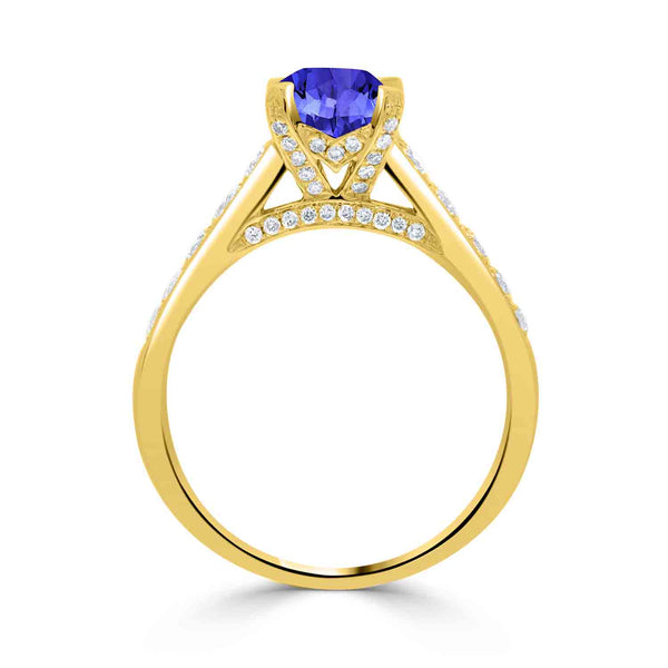 0.9ct Round Tanzanite Ring with 0.67 cttw Diamond