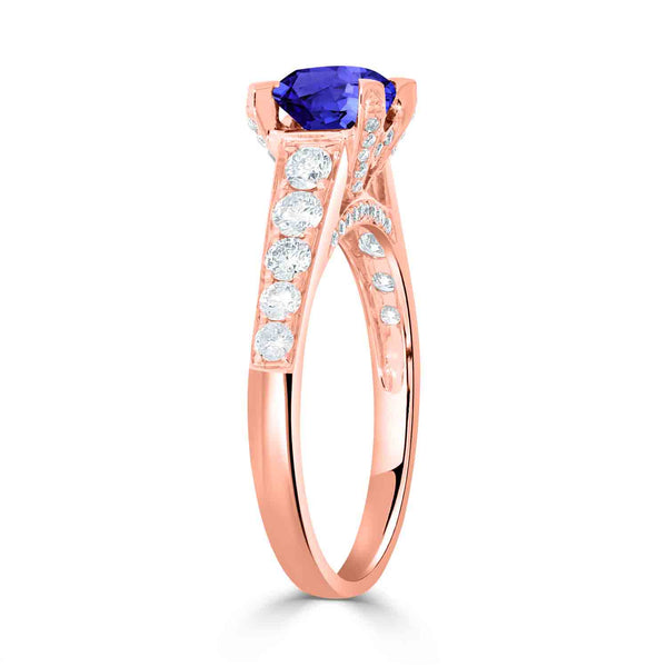 0.9ct Round Tanzanite Ring with 0.67 cttw Diamond