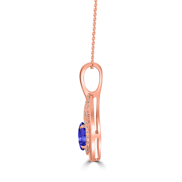 1.4ct Round Tanzanite Pendant with 0.18 cttw Diamond