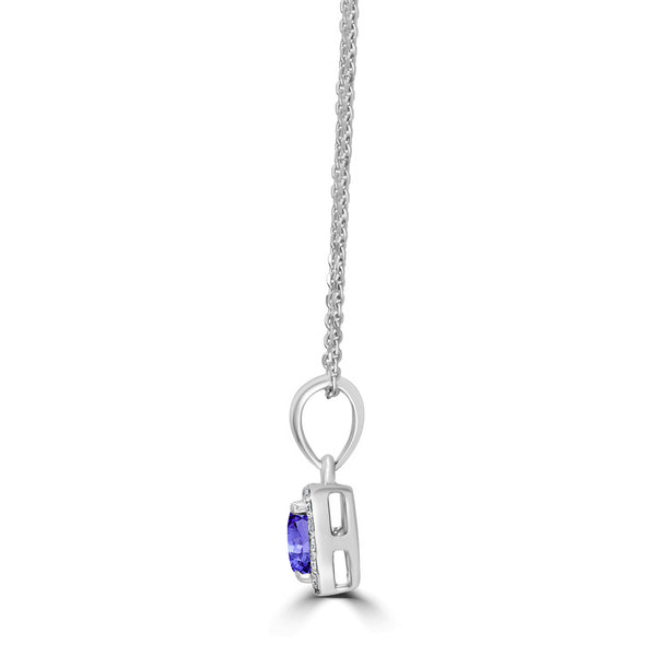 0.4ct Round Tanzanite Pendant with 0.09 cttw Diamond