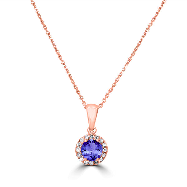 0.4ct Round Tanzanite Pendant with 0.09 cttw Diamond